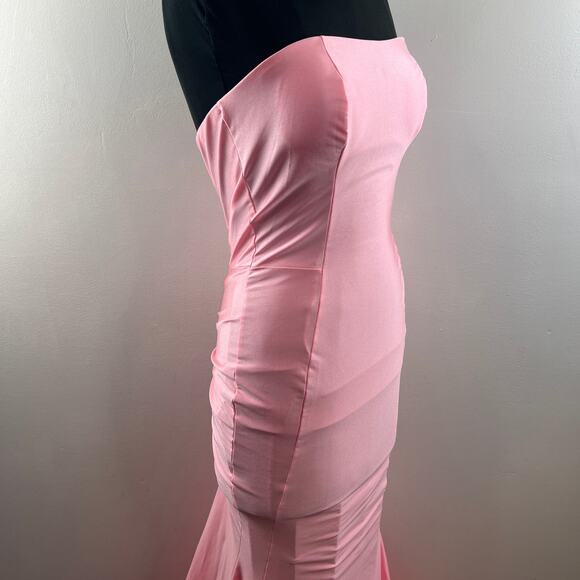 Jessica Angel 568 Bubblegum Pink Prom Dress Strapless Mermaid Built Bra Small S - Picture 4 of 10